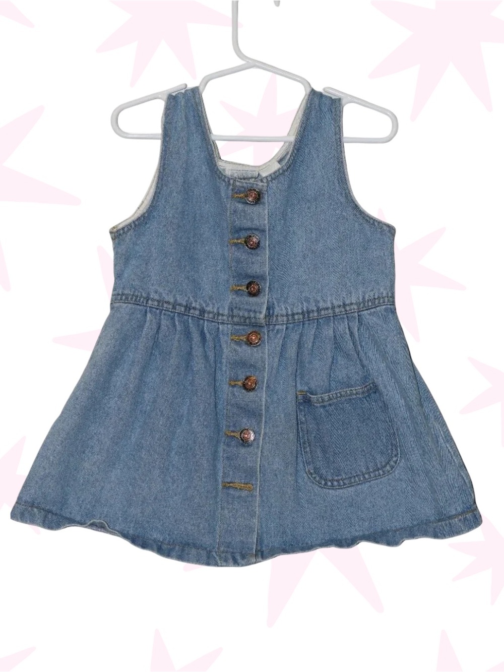 VTG Canyon River Blues 100% cotton kids' denim button up dress 4T